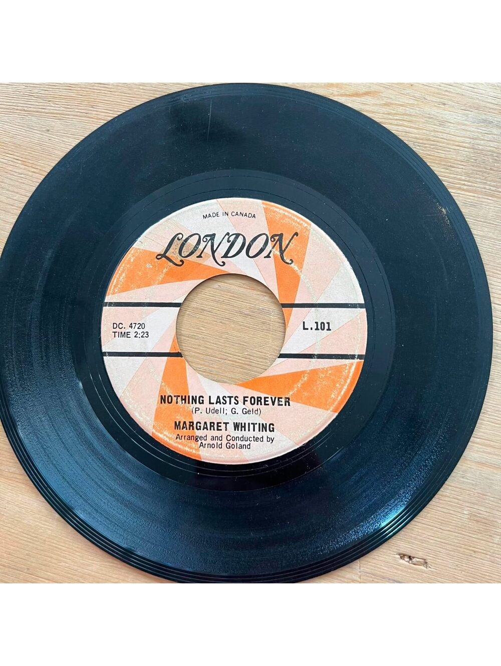 Margaret Whiting - Nothing Lasts Forever/The Wheel of Hurt 45rpm VG+ R08